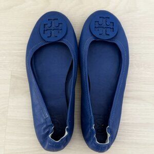 TORY BURCH 'minnie' Travel Ballet Flat In Fresh Blueberry- Womens US 6.5